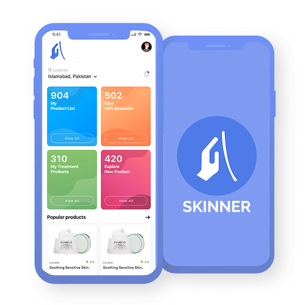Skinner — skincare commerce app with specialist chat and product tracking