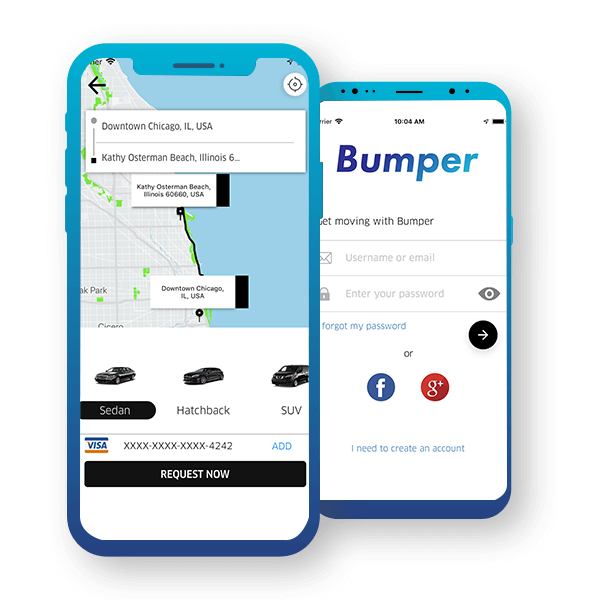Bumper — on-demand ride-sharing app with live map and ride booking
