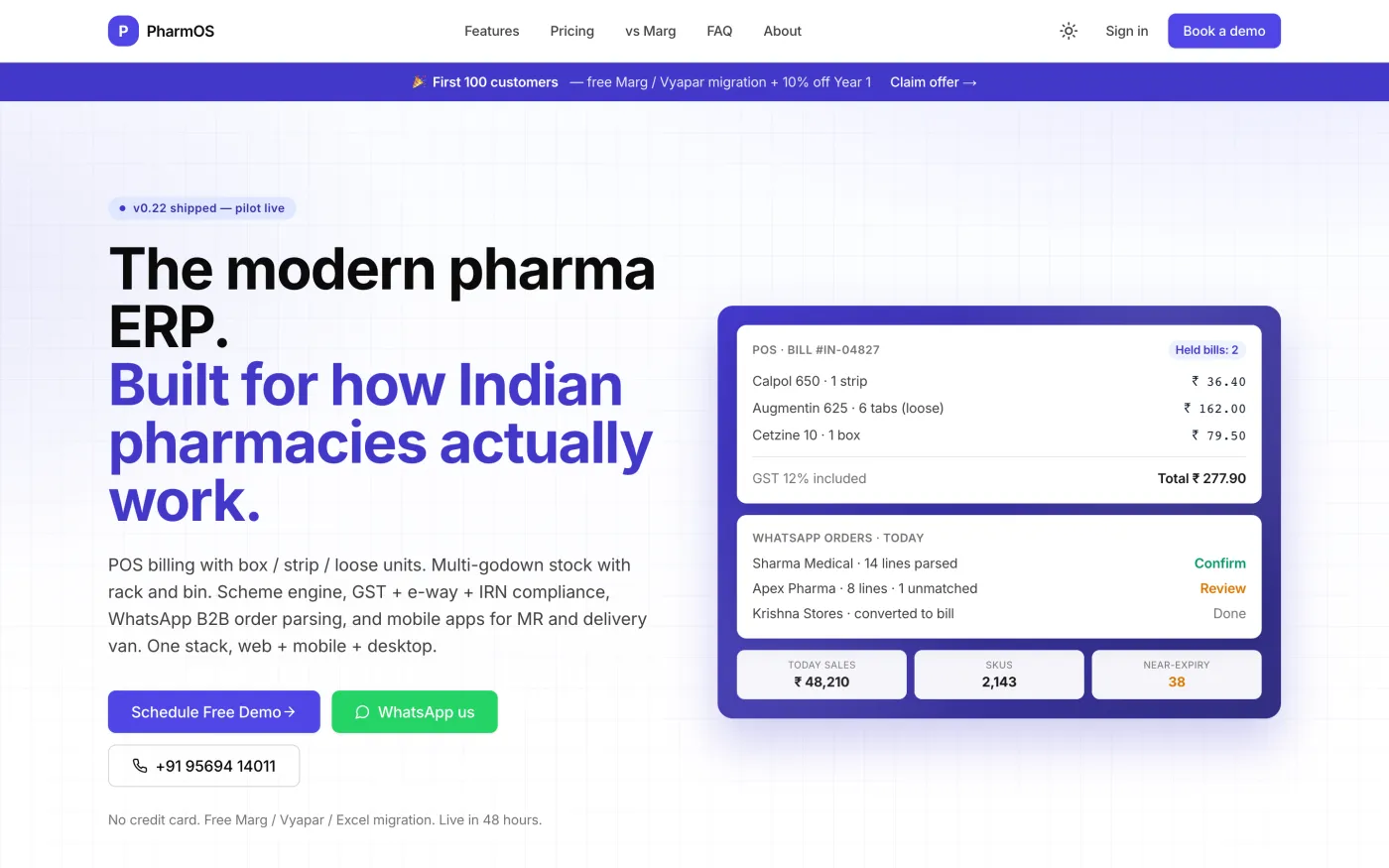 pharmos.app — live marketing site for PharmOS pharmacy ERP