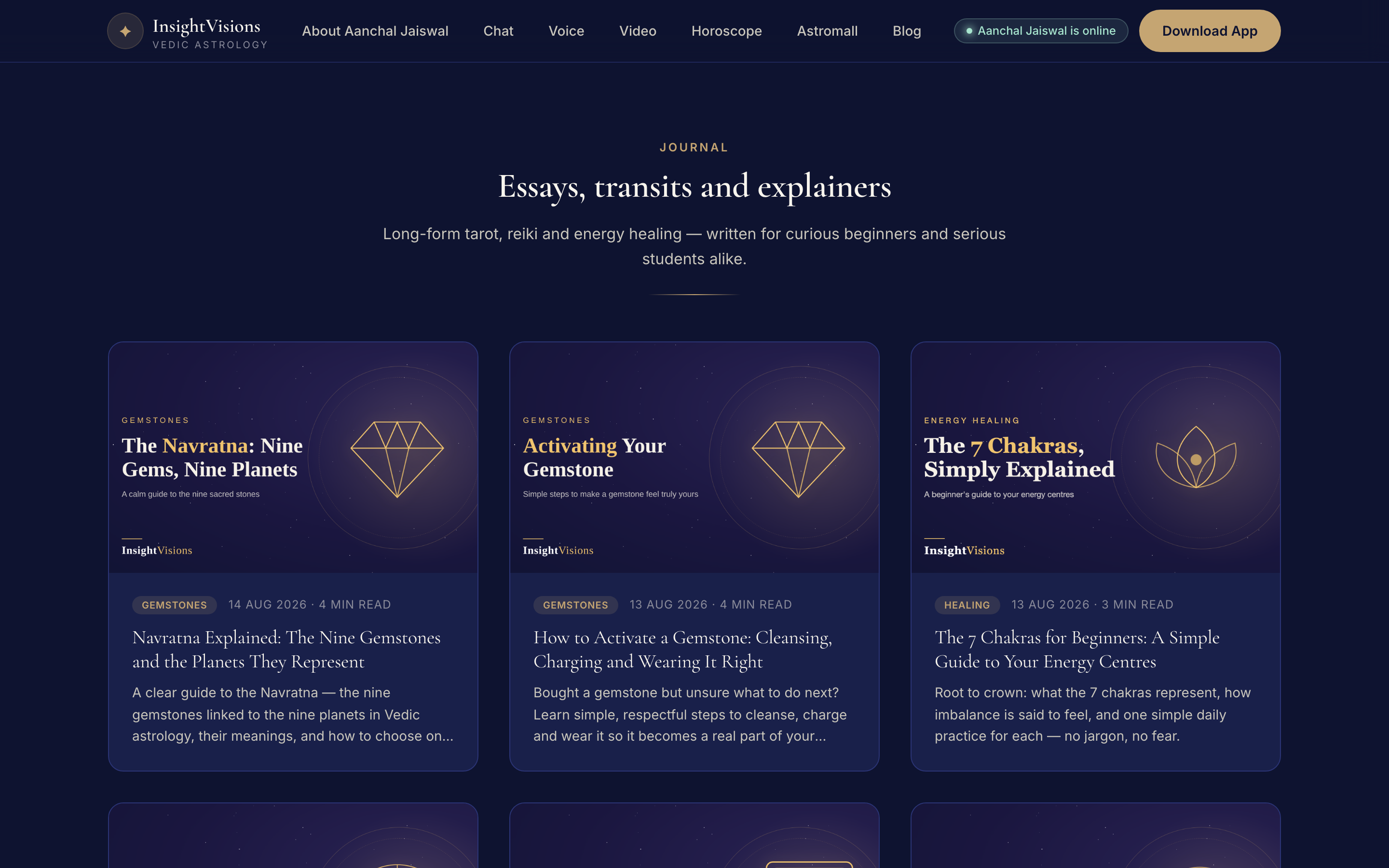 Auto-published astrology journal with branded featured images, one new article daily